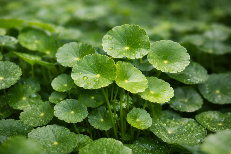 Centella Asiatica plant leaves for natural Ayurvedic skincare