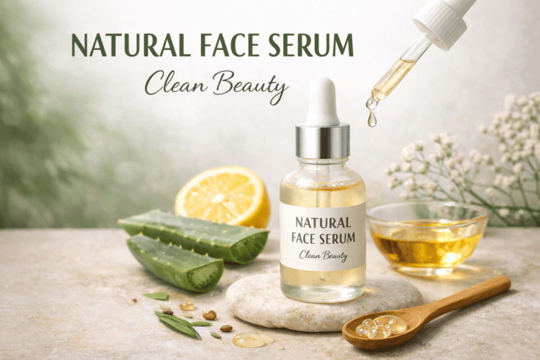 Natural ghee face serum for acne-prone skin on clean background
