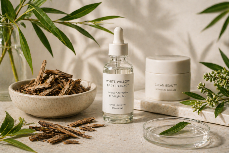 White willow bark natural skincare ingredient as alternative to salicylic acid