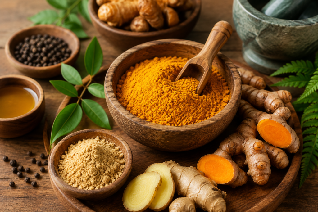 ayurvedic diet better skin ingredients including turmeric and ginger