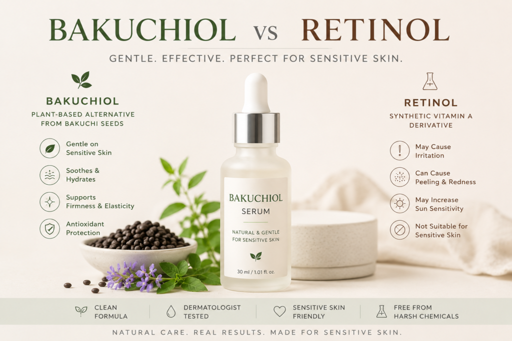 bakuchiol vs retinol serum bottle for sensitive skin routine