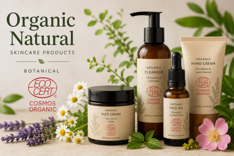 Organic certified natural skincare products with ECOCERT certification