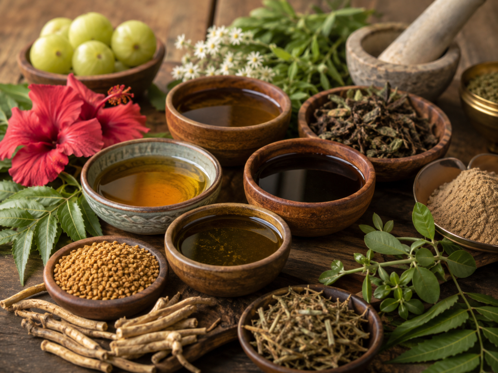 ayurvedic hair oils for hair growth made with traditional herbs