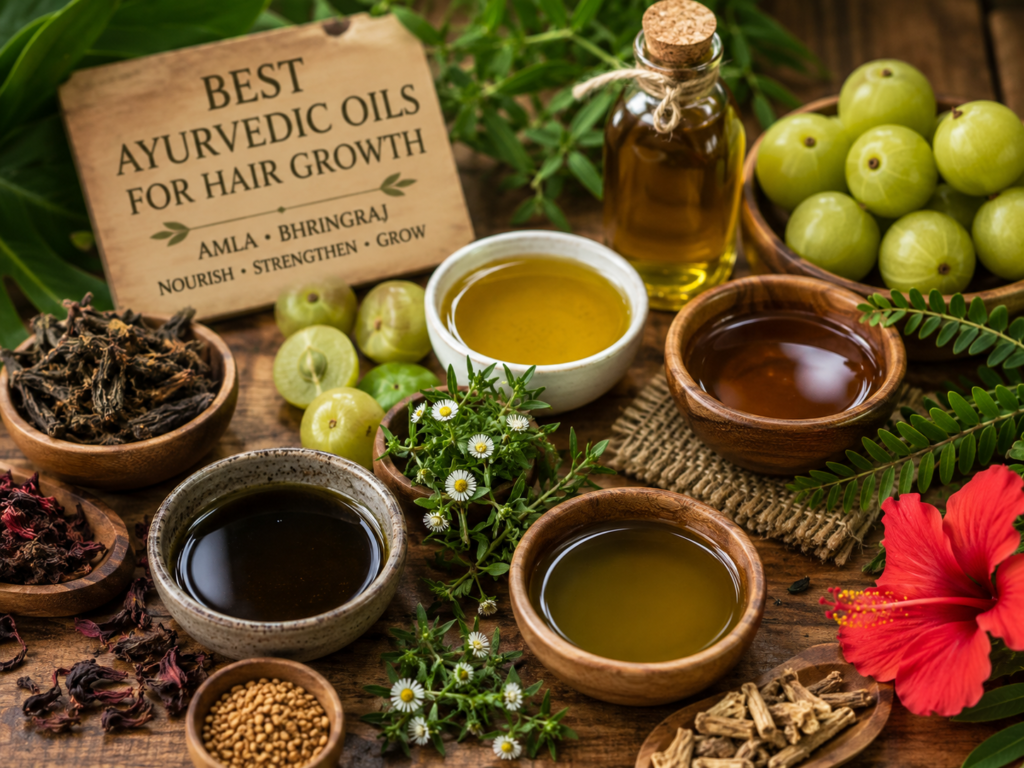 best ayurvedic oils for hair growth including amla and bhringraj