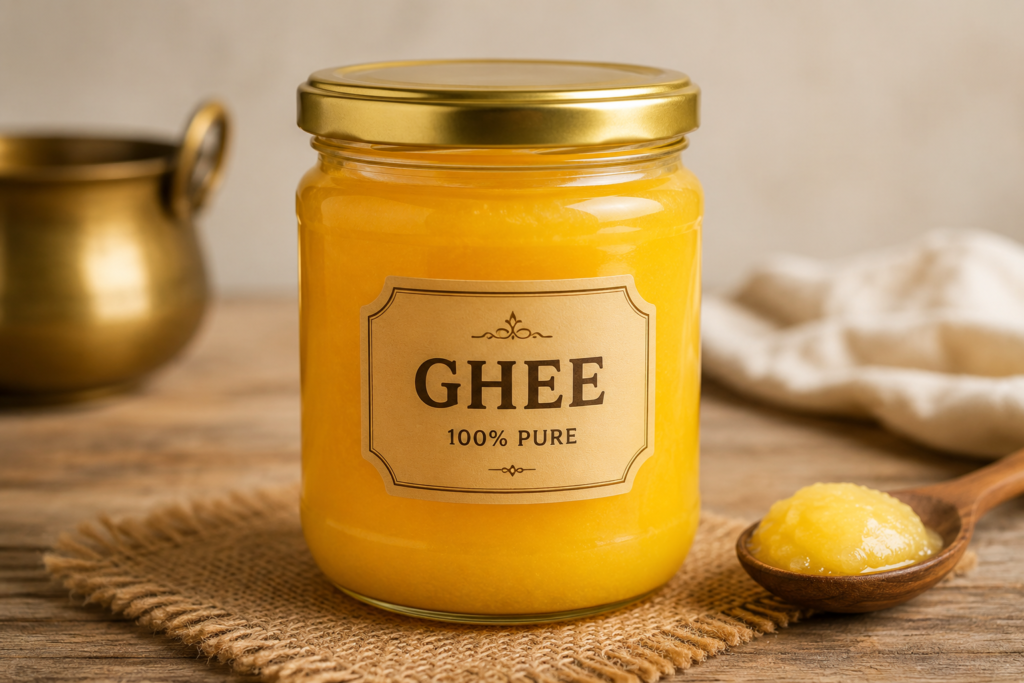 does ghee go bad, golden ghee in a sealed glass jar
