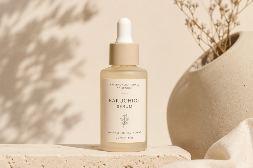 bakuchiol serum bottle representing natural alternatives to retinol