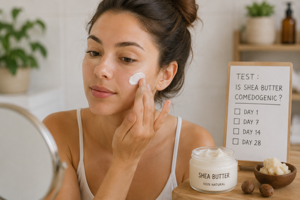 applying shea butter to face to test if shea butter is comedogenic